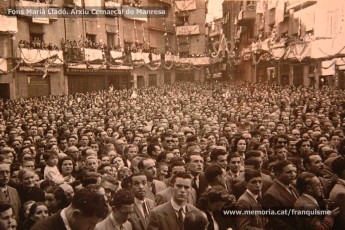 Maig de 1950: imatges de la visita de la marededéu de Fàtima a Manresa. Milers de fidels van sortir a rebre-la pels carrers de la ciutat. (Fons Grifé, Gamisans, Lladó – Arxiu Comarcal del Bages)