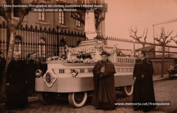 Maig de 1950: imatges de la visita de la marededéu de Fàtima a Manresa. Milers de fidels van sortir a rebre-la pels carrers de la ciutat. (Fons Grifé, Gamisans, Lladó – Arxiu Comarcal del Bages)