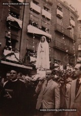 Maig de 1950: imatges de la visita de la marededéu de Fàtima a Manresa. Milers de fidels van sortir a rebre-la pels carrers de la ciutat. (Fons Grifé, Gamisans, Lladó – Arxiu Comarcal del Bages)