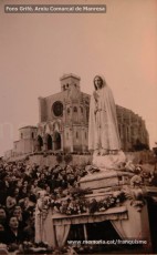 Maig de 1950: imatges de la visita de la marededéu de Fàtima a Manresa. Milers de fidels van sortir a rebre-la pels carrers de la ciutat. (Fons Grifé, Gamisans, Lladó – Arxiu Comarcal del Bages)