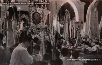 Maig de 1950: imatges de la visita de la marededéu de Fàtima a Manresa. Milers de fidels van sortir a rebre-la pels carrers de la ciutat. (Fons Grifé, Gamisans, Lladó – Arxiu Comarcal del Bages)
