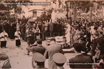 Maig de 1950: imatges de la visita de la marededéu de Fàtima a Manresa. Milers de fidels van sortir a rebre-la pels carrers de la ciutat. (Fons Grifé, Gamisans, Lladó – Arxiu Comarcal del Bages)
