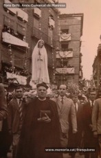 Maig de 1950: imatges de la visita de la marededéu de Fàtima a Manresa. Milers de fidels van sortir a rebre-la pels carrers de la ciutat. (Fons Grifé, Gamisans, Lladó – Arxiu Comarcal del Bages)