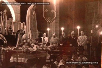 Maig de 1950: imatges de la visita de la marededéu de Fàtima a Manresa. Milers de fidels van sortir a rebre-la pels carrers de la ciutat. (Fons Grifé, Gamisans, Lladó – Arxiu Comarcal del Bages)