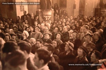 12/3/1950: visita del cardenal Spellman, arquebisbe de Nova York, a la Cova de Sant Ignasi de Manresa. (Fons Suárez. Arxiu Comarcal dels Bages)