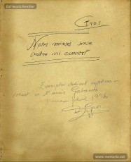 Portada de l’exemplar de les memòries de Francisco Gros dedicat a Antoni Gabarrós. (Fons Josefina Serra Gabarrós).