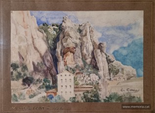 Aquarel·la de Carles Casas. Vista de Montserrat l’any 1937 (Col·lecció Xavier Ferrer-Montserrat Ribas)