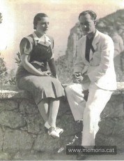 El matrimoni Carles Gerhard i Ottenwälder i Teresa Hortet i Mallofré, a Montserrat. 1938 (Arxiu de l’Abadia de Montserrat).