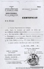 21-6-1948. Fotocòpia del certificat de la República Francesa segons el qual Jacint Carrió havia estat un deportat polític a Mauthausen. (Arxiu Comarcal del Bages. Fons Jacint Carrió i Vilaseca)