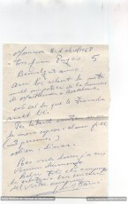  8-4-1968: Carta de Jacint Carrió a Joan Pagès en què li diu que anirà a un acte de l’Amical amb la seva esposa i el seu fill. (Arxiu Històric de l’Amical de Mauthausen).