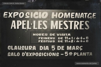 Febrer de 1967. Cartell de l’exposició d‘homenatge a l’artista, pintor, poeta i músic Apel·les Mestres (1854-1936) al Signe Cultural Jorba.