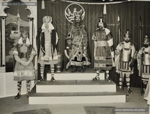 (1/3) 5/1/1963. El rei Gaspar (Francesc Candela), el rei Melcior (Ignasi Closas) i el rei Baltasar (Tomàs Serra).