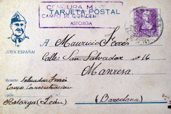 Sobre d’una de les cartes escrites per Farrés des del camp de concentració d’Astorga.