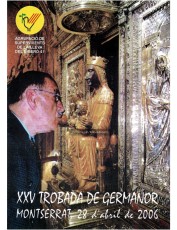 Portada del programa d’actes de la XXV trobada de germanor feta a Montserrat el 28 d’abril del 2006. A la fotografia, Antoni Quintana Torres besant la imatge de la Mare de Déu de Montserrat.