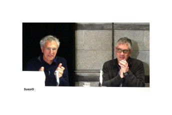 Joaquim Aloy i Salvador Redó, de l’Associació Memòria i Història de Manresa. (Foto de Sussi Garcia)
