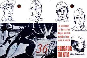 Postals propagandistes de la 39 Brigada Mixta de l’exèrcit republicà utilitzades per a escriure a casa.