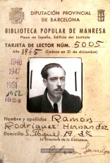 Carnet de la Biblioteca Popular de Manresa de l’any 1945.