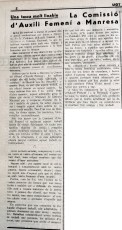 "La Comissió d'Auxili Femení a Manresa". Diari UGT, 17/12/1938
