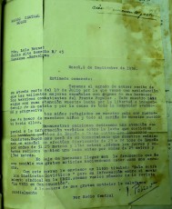 Carta que Ràdio Central de Moscou adreça a Lola Brunet. (Arxiu Tribunal Militar Tercer de Barcelona) 