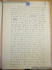 Selecció de fulls de l'expedient de depuració del mestre Pere Aloy Anell i diversa documentació referida a la seva activitat i a la seva depuració: nomenament i presa de possessió a Manresa, presentació a les autoritats franquistes el 17/5/1939, notificació de l'alcalde de Manresa al cap de la secció administrativa de primera ensenyança de la província de Barcelona de l'arribada de Pere Aloy Anell a la ciutat, carta de l'alcalde de Gironella al seu homòleg manresà on li confirma la bona conducta del mestre Pere Aloy Anell, full de serveis i càlcul de triennis. (Arxiu Comarcal del Bages, Archivo General de la Administración, Col·lecció particular família Aloy – Riera, Arxiu Municipal de Manresa)
