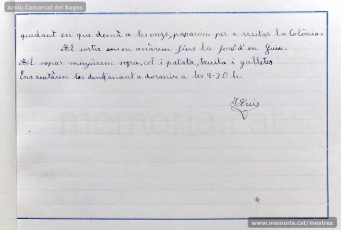 1933: diari de la primera i segona tandes de les colònies escolars fetes a Berga l’estiu de 1933, organitzades per l’Ajuntament de Manresa, on s’expliquen les activitats fetes durant el dia. També s’hi pot veure una selecció de treballs dels alumnes impressos amb la impremta escolar seguint el mètode Freinet. (Arxiu Comarcal del Bages)