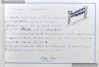 1933: diari de la primera i segona tandes de les colònies escolars fetes a Berga l’estiu de 1933, organitzades per l’Ajuntament de Manresa, on s’expliquen les activitats fetes durant el dia. També s’hi pot veure una selecció de treballs dels alumnes impressos amb la impremta escolar seguint el mètode Freinet. (Arxiu Comarcal del Bages)