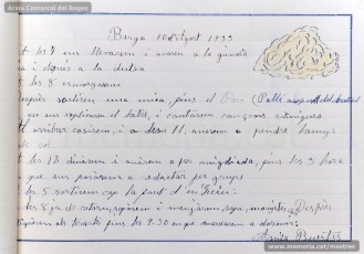 1933: diari de la primera i segona tandes de les colònies escolars fetes a Berga l’estiu de 1933, organitzades per l’Ajuntament de Manresa, on s’expliquen les activitats fetes durant el dia. També s’hi pot veure una selecció de treballs dels alumnes impressos amb la impremta escolar seguint el mètode Freinet. (Arxiu Comarcal del Bages)