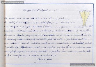 1933: diari de la primera i segona tandes de les colònies escolars fetes a Berga l’estiu de 1933, organitzades per l’Ajuntament de Manresa, on s’expliquen les activitats fetes durant el dia. També s’hi pot veure una selecció de treballs dels alumnes impressos amb la impremta escolar seguint el mètode Freinet. (Arxiu Comarcal del Bages)