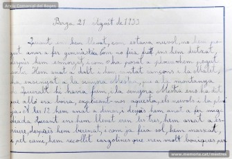 1933: diari de la primera i segona tandes de les colònies escolars fetes a Berga l’estiu de 1933, organitzades per l’Ajuntament de Manresa, on s’expliquen les activitats fetes durant el dia. També s’hi pot veure una selecció de treballs dels alumnes impressos amb la impremta escolar seguint el mètode Freinet. (Arxiu Comarcal del Bages)