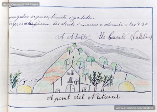 1933: diari de la primera i segona tandes de les colònies escolars fetes a Berga l’estiu de 1933, organitzades per l’Ajuntament de Manresa, on s’expliquen les activitats fetes durant el dia. També s’hi pot veure una selecció de treballs dels alumnes impressos amb la impremta escolar seguint el mètode Freinet. (Arxiu Comarcal del Bages)