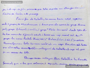 1933: diari de la primera i segona tandes de les colònies escolars fetes a Berga l’estiu de 1933, organitzades per l’Ajuntament de Manresa, on s’expliquen les activitats fetes durant el dia. També s’hi pot veure una selecció de treballs dels alumnes impressos amb la impremta escolar seguint el mètode Freinet. (Arxiu Comarcal del Bages)