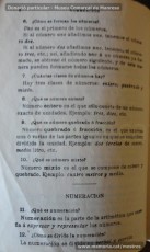 1934: fragments del llibre "Aritmetica: curso elemental o primer grado", de G. M. Bruño. Per a cada qüestió a tractar, el llibre es divideix en una primera part teòrica, en la qual s’aclareixen les qüestions fonamentals relacionades amb el concepte analitzat, i en una segona part pràctica, amb problemes a resoldre. (Donació particular – Museu Comarcal de Manresa)