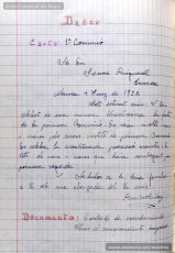 Mostres de tipus textuals. Resulta molt interessant, per la seva modernitat, destacar la gran diversitat de tipus de text que feia treballar Josep Albagés als seus alumnes per donar-los un domini dels diferents registres de llenguatge. S’hi poden llegir cartes, actes, esqueles, felicitacions, factures, oficis, comandes, certificats, anuncis, etc. (Arxiu Comarcal del Bages)