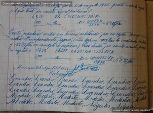 Agost de 1938: quadern escolar en el qual s’observa el treball escolar diari, centrat tant en la resolució de problemes matemàtics, com en el coneixement de les llengües catalana i castellana, així com en la geografia i la història. (Donació particular – Museu Comarcal de Manresa)