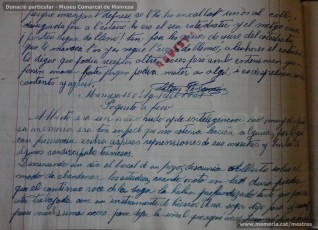 Agost de 1938: quadern escolar en el qual s’observa el treball escolar diari, centrat tant en la resolució de problemes matemàtics, com en el coneixement de les llengües catalana i castellana, així com en la geografia i la història. (Donació particular – Museu Comarcal de Manresa)