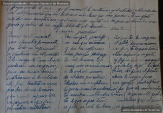 Agost de 1938: quadern escolar en el qual s’observa el treball escolar diari, centrat tant en la resolució de problemes matemàtics, com en el coneixement de les llengües catalana i castellana, així com en la geografia i la història. (Donació particular – Museu Comarcal de Manresa)