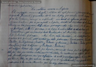 Agost de 1938: quadern escolar en el qual s’observa el treball escolar diari, centrat tant en la resolució de problemes matemàtics, com en el coneixement de les llengües catalana i castellana, així com en la geografia i la història. (Donació particular – Museu Comarcal de Manresa)