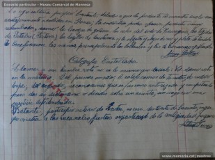 Agost de 1938: quadern escolar en el qual s’observa el treball escolar diari, centrat tant en la resolució de problemes matemàtics, com en el coneixement de les llengües catalana i castellana, així com en la geografia i la història. (Donació particular – Museu Comarcal de Manresa)