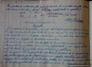 Agost de 1938: quadern escolar en el qual s’observa el treball escolar diari, centrat tant en la resolució de problemes matemàtics, com en el coneixement de les llengües catalana i castellana, així com en la geografia i la història. (Donació particular – Museu Comarcal de Manresa)