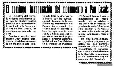 Notícia del 21 desembre 1976 a la Gazeta de Manresa. (Col·lecció Josep Barés).