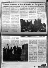 Crònica de la inauguració del monument a Pau Casals publicada a Gazeta de Manresa. (Col·lecció Josep Barés).