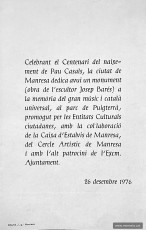 Recordatori de la inauguració del monument. (Col·lecció Josep Barés).