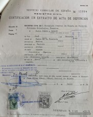 Certificat de defunció de Pedro Pérez Vengut.