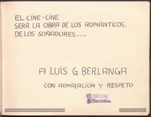 Cine Club Manresa dedica l’àlbum a Luis García Berlanga “con admiración y respeto”. (Archivo de Luis García Berlanga. Colección Filmoteca Española @).