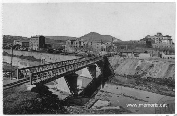 Fotografies del pont dels Ferrocarrils Catalans i del pont de Sant Francesc, anteriors al 1939. (Arxiu Comarcal del Bages).
