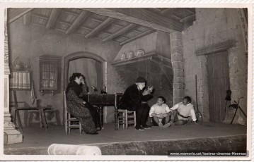 Els Pastorets (1953). D'esquerra a dreta Crispina Gros, Josep Torreguitart, Lluís i Joan Cirera