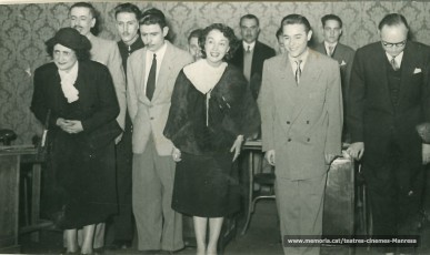 "El procés de Mari Dugan" amb Crispina Gros, (?) Rosa Vila, Àngel Tulleuda i Martí Camprubí. (1958)
