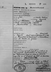 Certificat de defunció de Manuel López Torres, de Turrillas, Almeria. (Arxiu Jutjat de Pau de Monistrol de Montserrat).