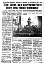 Entrevista publicada el 24 d'abril de 1986 al diari Regió7. (Col·lecció familiar).