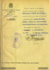 Ingrés a la presó de Manresa. Nota de lliurament. 6 de novembre de 1939. (Arxiu Nacional de Catalunya)